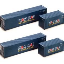 Athearn 27880 Wan Hai 20' & 40' Containers Assortment (Pack of 4) - Model Train Junction: Quality Parts and Art Supplies