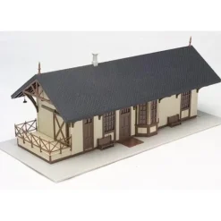 Atlas 620-2 HO 1872 Built-Up Maywood Train Station (Gray w/Maroon Trim) - Model Train Junction: Quality Parts and Art Supplies