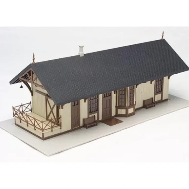 Atlas 620-2 HO 1872 Built-Up Maywood Train Station (Gray w/Maroon Trim) - Model Train Junction: Quality Parts and Art Supplies