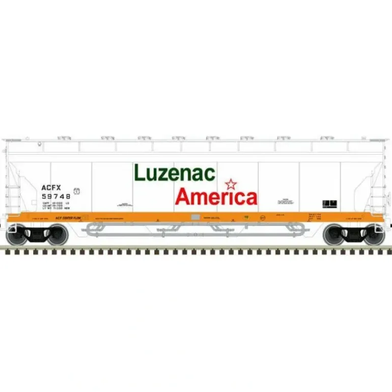 Atlas Master Line, HO Scale, 20006272, 5701 Pressureaide Hopper, Luzenac America, #59748 - Model Train Junction: Quality Parts and Art Supplies