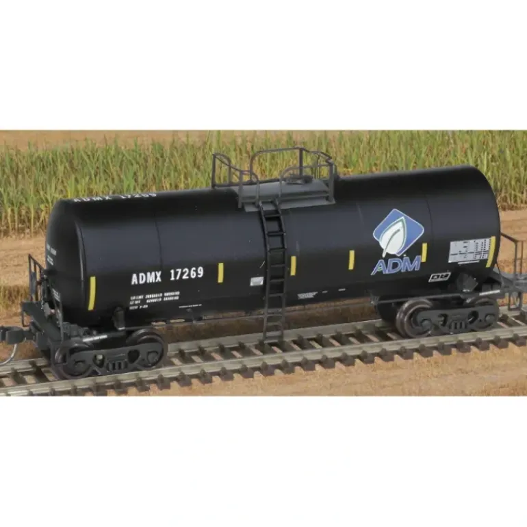Atlas Master Line, N Scale, 50006455, Trinity 17,600 Gallon Corn Syrup Tank Car, ADM (Leaf And Conspicuity Stripes) #17286 - Model Train Junction: Quality Parts and Art Supplies