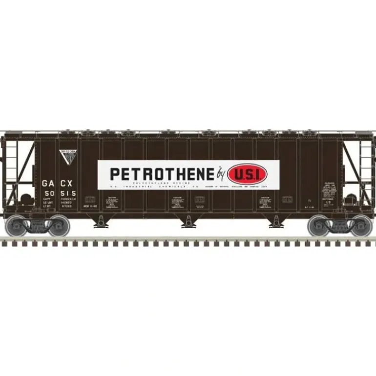 Atlas, N Scale, 50006332, General American 3500 Dry-Flo 3-Bay Covered Hopper,USI Petrothene, GACX, #50324 - Model Train Junction: Quality Parts and Art Supplies
