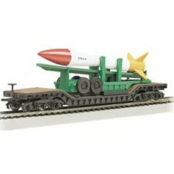 Bachmann 18347 HO 52' Depressed Center Flat Car w/Missile Load - Model Train Junction: Quality Parts and Art Supplies