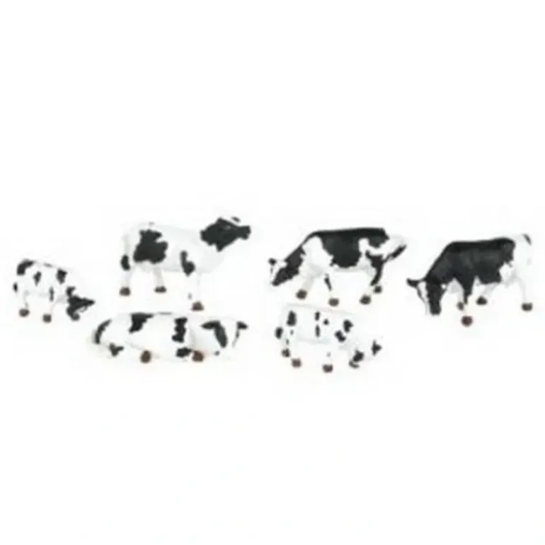 Bachmann 33103 HO Black and White Cow Figures (Set of 6) - Model Train Junction: Quality Parts and Art Supplies