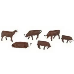 Bachmann 33102 HO Brown & White Cow Figures (Pack of 6) - Model Train Junction: Quality Parts and Art Supplies
