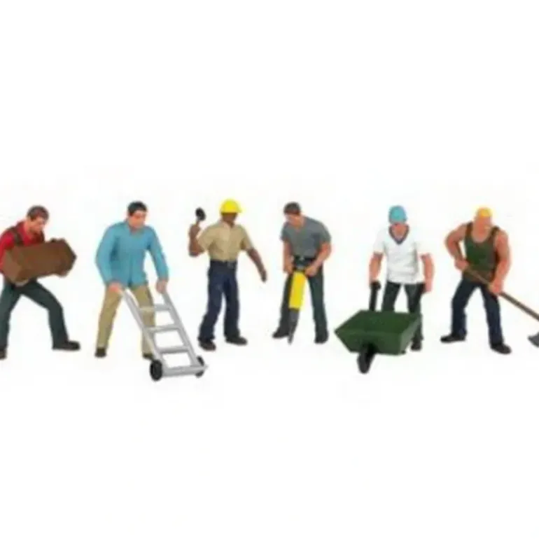 Bachmann 33105 HO Construction Worker with Tools Figures (Set of 6) - Model Train Junction: Quality Parts and Art Supplies