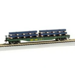 Bachmann 18904 HO Miane Central 50' Flatcar w/Steel Beam Load - Model Train Junction: Quality Parts and Art Supplies