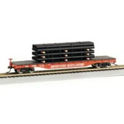 Bachmann 18928 HO Western Maryland 50' Flatcar w/Pipe Load - Model Train Junction: Quality Parts and Art Supplies