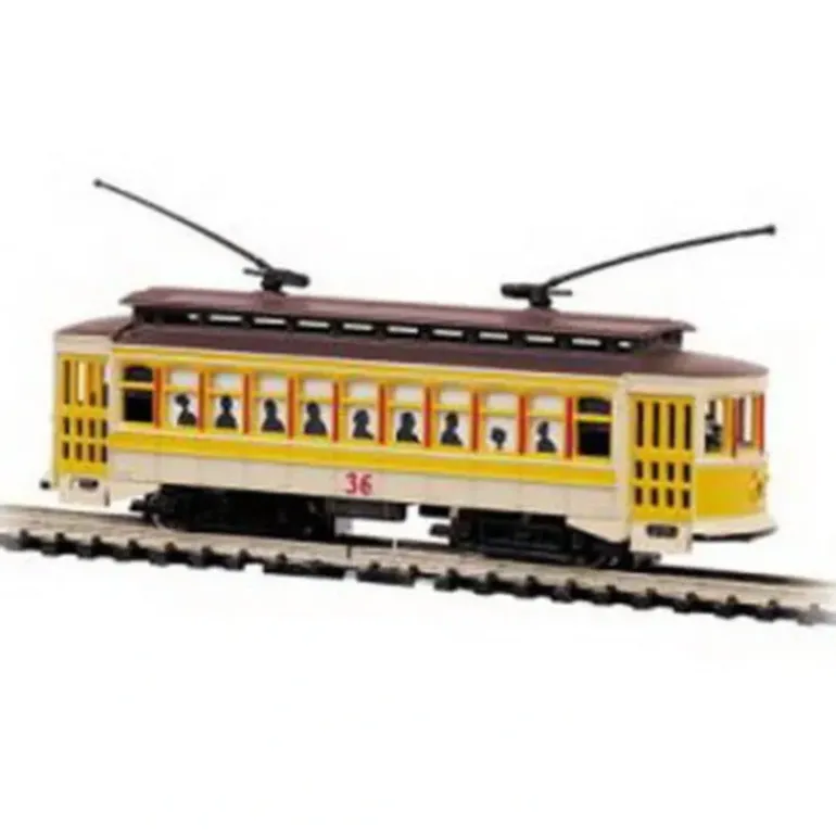 Bachmann 61098 N Scale Yellow Brill Market Street Trolley #36 - Model Train Junction: Quality Parts and Art Supplies