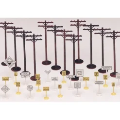 Bachmann 45989 O Plasticville Signs & Telephone Poles Classic Kit - Model Train Junction: Quality Parts and Art Supplies