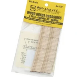 Blair Line 129 HO 2-Lane 29"-31" Curved Laser-Cut Wood Grade Crossing (Set of 2) - Model Train Junction: Quality Parts and Art Supplies