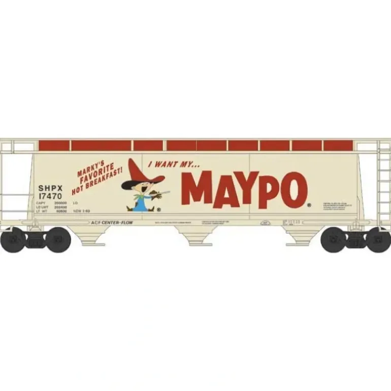 Bowser, 38146, N Scale, 3-Bay Cylindrical Covered Hopper, Maypo, #17470 - Model Train Junction: Quality Parts and Art Supplies