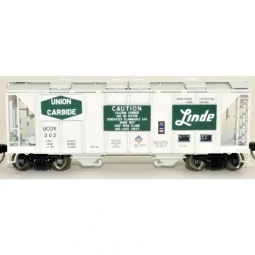 Bowser, HO Scale, 42771, 70-Ton 2-Bay Covered Hopper, Union Carbide Linde, #202 - Model Train Junction: Quality Parts and Art Supplies