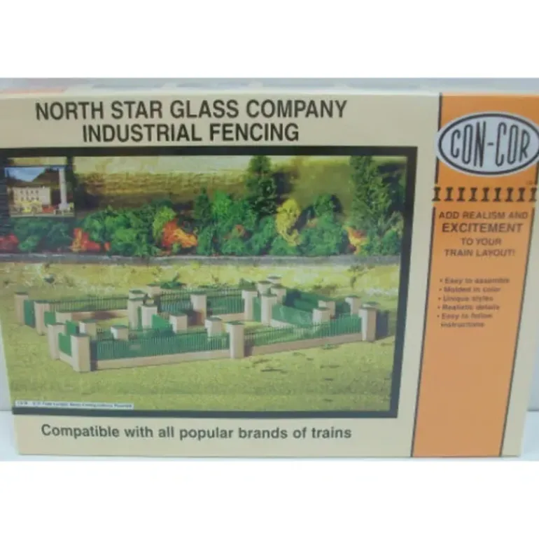 Con-Cor 002-009073 HO Scale North Star Glass Company Industrial Fencing - Model Train Junction: Quality Parts and Art Supplies