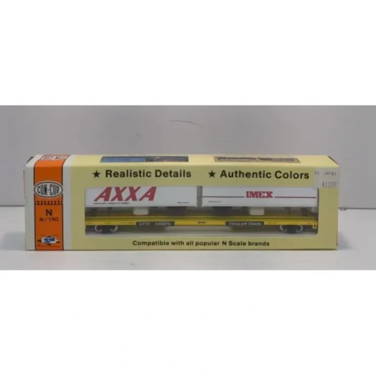 Con-Cor 0001-01206A N Scale 90' Piggyback Flatcar w/ 2 Piggyback Trailers NIB - Model Train Junction: Quality Parts and Art Supplies