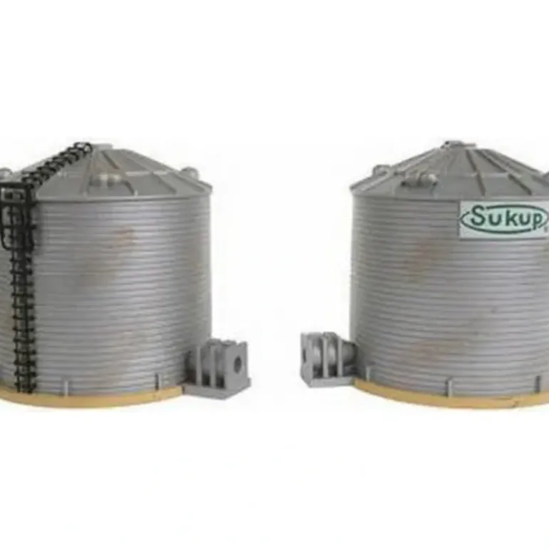 Imex 6146 HO Perma-Scene Sukup Grain Storage Towers #2 Built Up (Pack of 2) - Model Train Junction: Quality Parts and Art Supplies