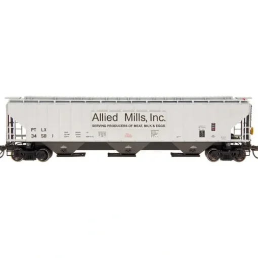 InterMountain, 65287-03, N Scale, 4750 Cu Ft. 3-Bay Hopper, Allied Mills, #34580 - Model Train Junction: Quality Parts and Art Supplies