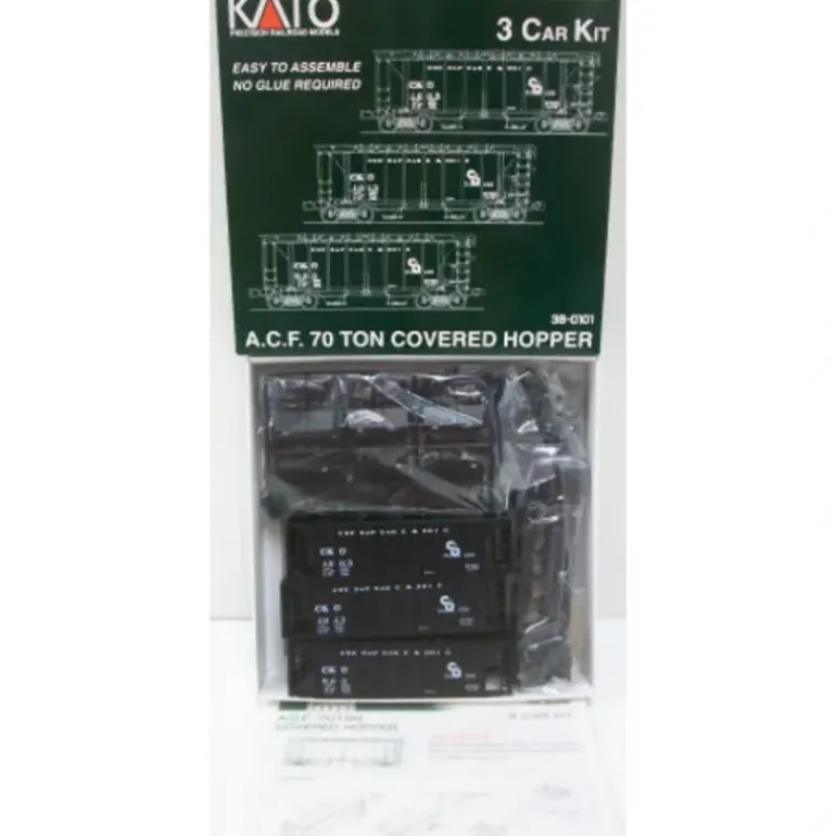 Kato 38-0101 HO C&O A.C.F. 70 Ton Covered Hopper Kit (Set of 3) - Model Train Junction: Quality Parts and Art Supplies
