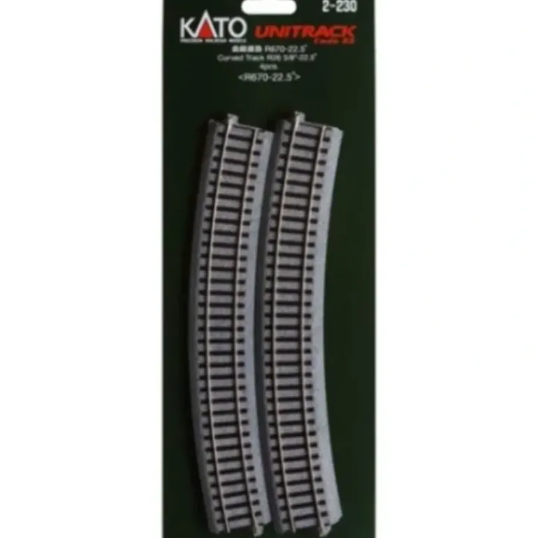 Kato 2-230 HO Code 83 26-3/8" Radius 22.5 Curved UniTrack (Pack of 4) - Model Train Junction: Quality Parts and Art Supplies