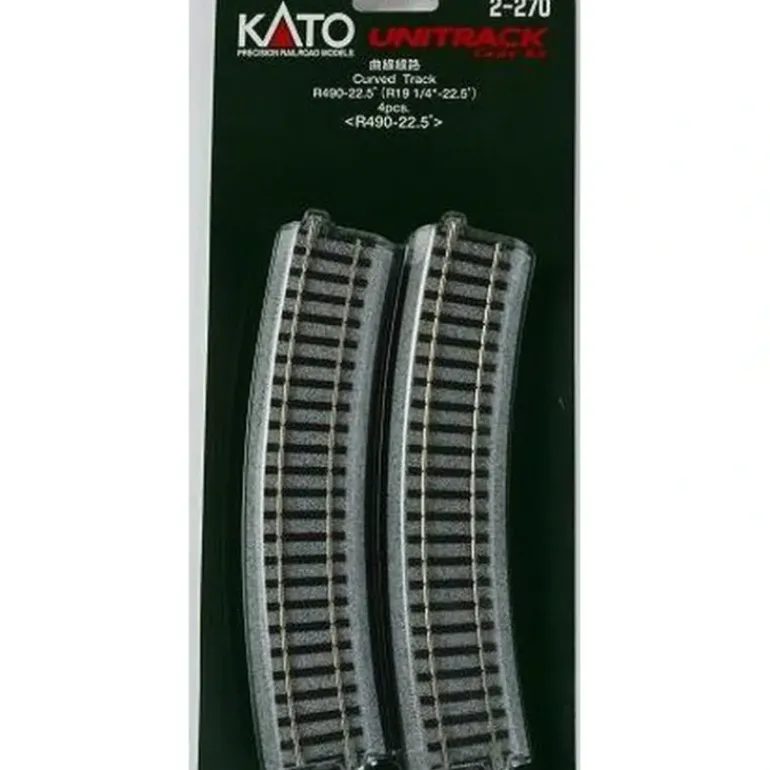 Kato 2-270 HO Code 83 R19-1/4" Radius 22.5 Curved UniTrack (Pack of 4) - Model Train Junction: Quality Parts and Art Supplies