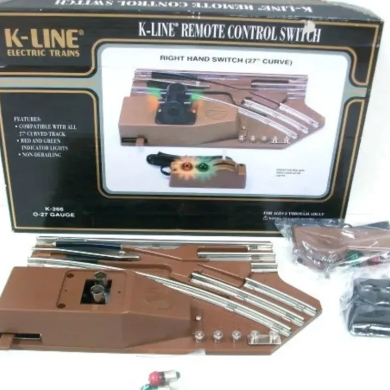 K-Line K-0266 O-27 Gauge 27" Right Hand Remote Control Switch Turnout - Model Train Junction: Quality Parts and Art Supplies