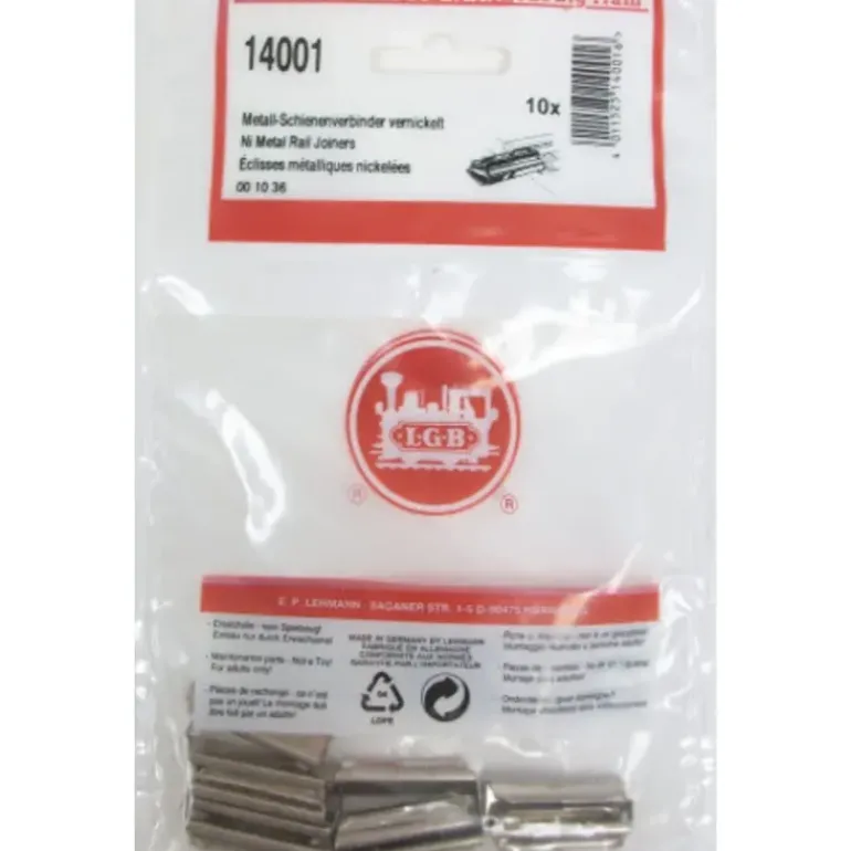 LGB 14001 G Nickel Metal Rail Joiners (Pack of 10) - Model Train Junction: Quality Parts and Art Supplies