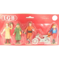 LGB 5048 G Townspeople With Motorcycle Figures (Set of 4) - Model Train Junction: Quality Parts and Art Supplies