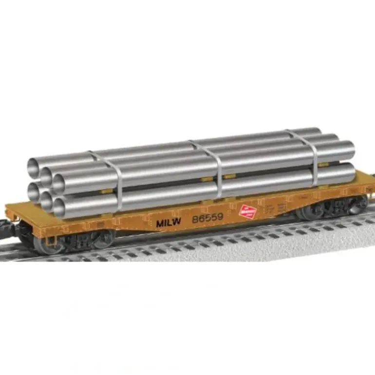 Lionel 6-27824 Milwaukee Road 40' Flatcar w/Metal Pipes - Model Train Junction: Quality Parts and Art Supplies