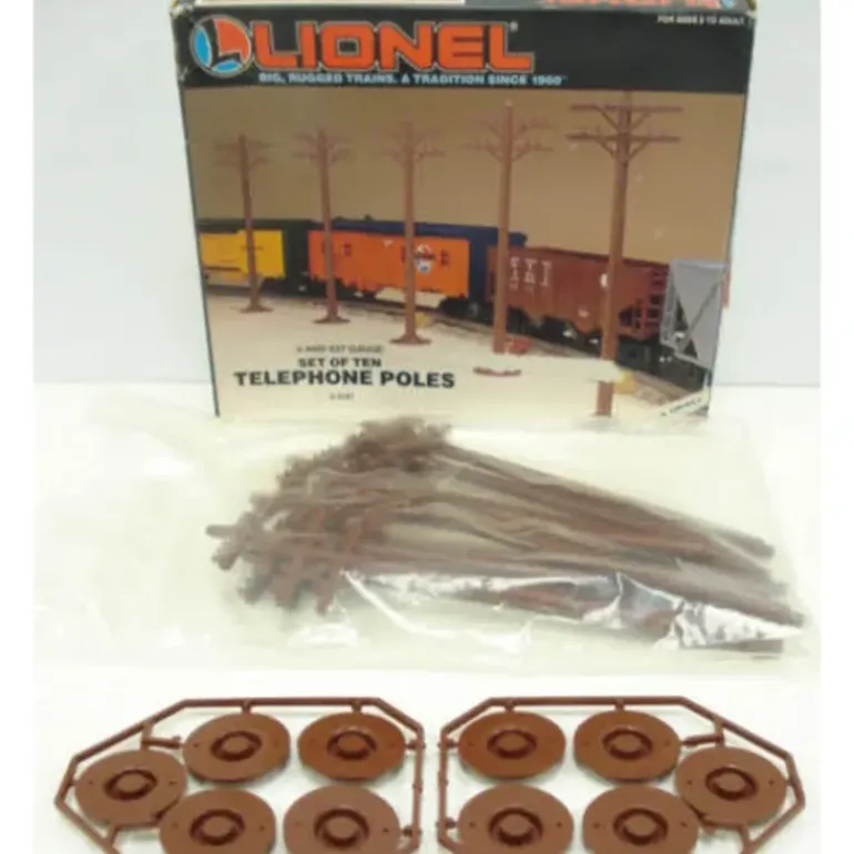 Lionel 6-62181 O and 027 Telephone Pole Set (Box of 10) - Model Train Junction: Quality Parts and Art Supplies