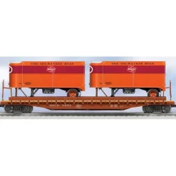 Lionel 6-27564 O Gauge Milwaukee Road Flatcar # 64074 w/ 2 Trailers - Model Train Junction: Quality Parts and Art Supplies