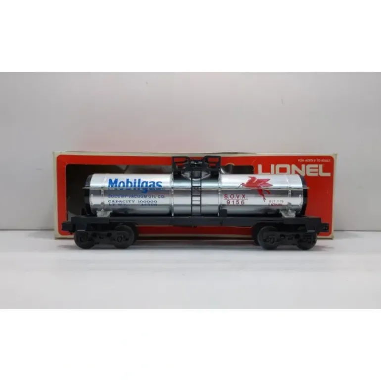 Lionel 6-9156 O Gauge Mobilgas Plated Single Dome Tank Car EX/Box - Model Train Junction: Quality Parts and Art Supplies