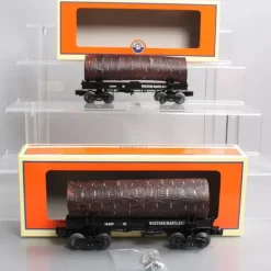 Lionel 6-27829 O Western Maryland Skeleton Log Cars #19497/19498 (2-Car Set) - Model Train Junction: Quality Parts and Art Supplies