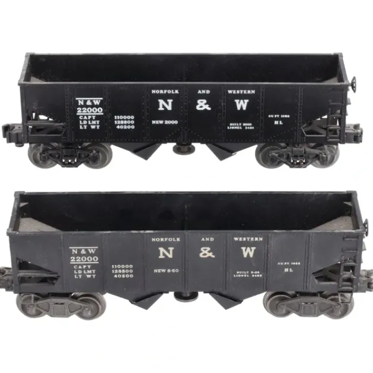 Lionel 3456 Vintage O Norfolk & Western Operating Hoppers #22000 (2) EX - Model Train Junction: Quality Parts and Art Supplies