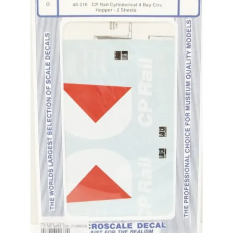 Microscale 48-216 O CP Rail Cylindrical 4 Bay Covered Hopper Decals Sheet - Model Train Junction: Quality Parts and Art Supplies