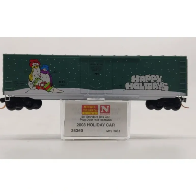 Micro-Trains 03800360 N Happy Holiday 50' Steel Plug Door Christmas Boxcar #2003 NIB - Model Train Junction: Quality Parts and Art Supplies