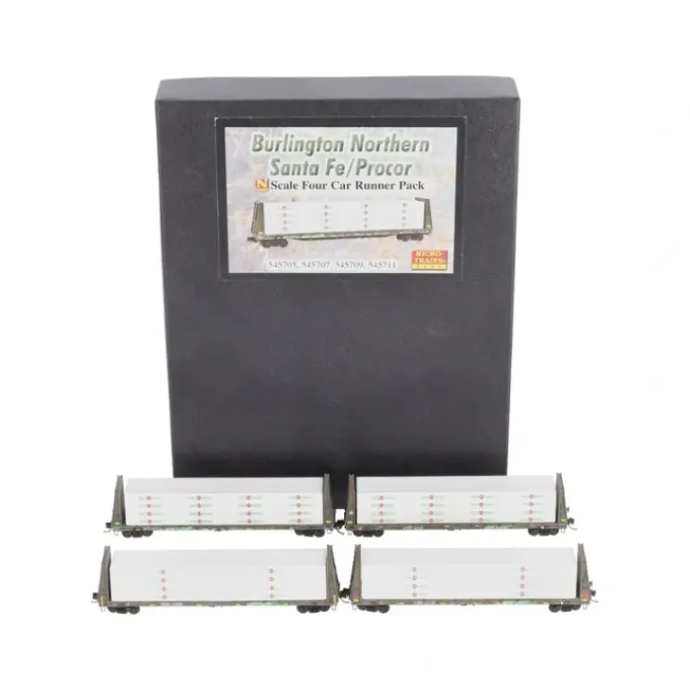 Micro-Trains 99305320 N Scale BNSF Bulkhead Flatcars (Set of 4) LN/Box - Model Train Junction: Quality Parts and Art Supplies