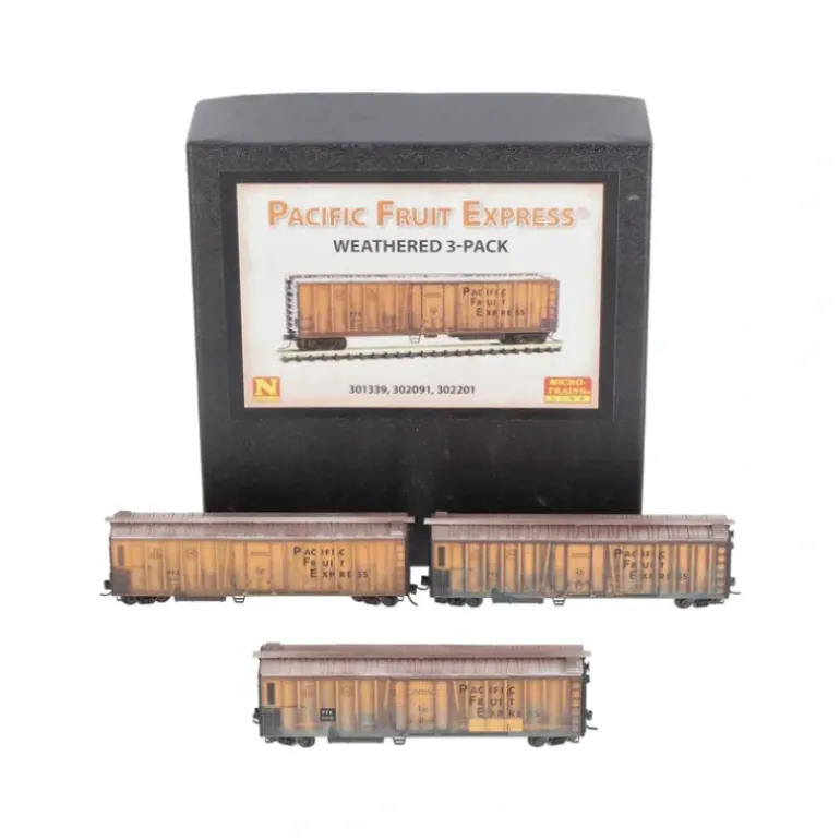 Micro-Trains 99305580 N Scale Pacific Fruit Express Weathered Boxcars (Set of 3) LN/Box - Model Train Junction: Quality Parts and Art Supplies