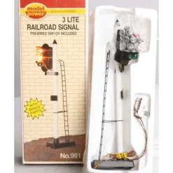 Model Power 991 G Scale 3 Light Railroad Signal Prewired Switch Included - Model Train Junction: Quality Parts and Art Supplies