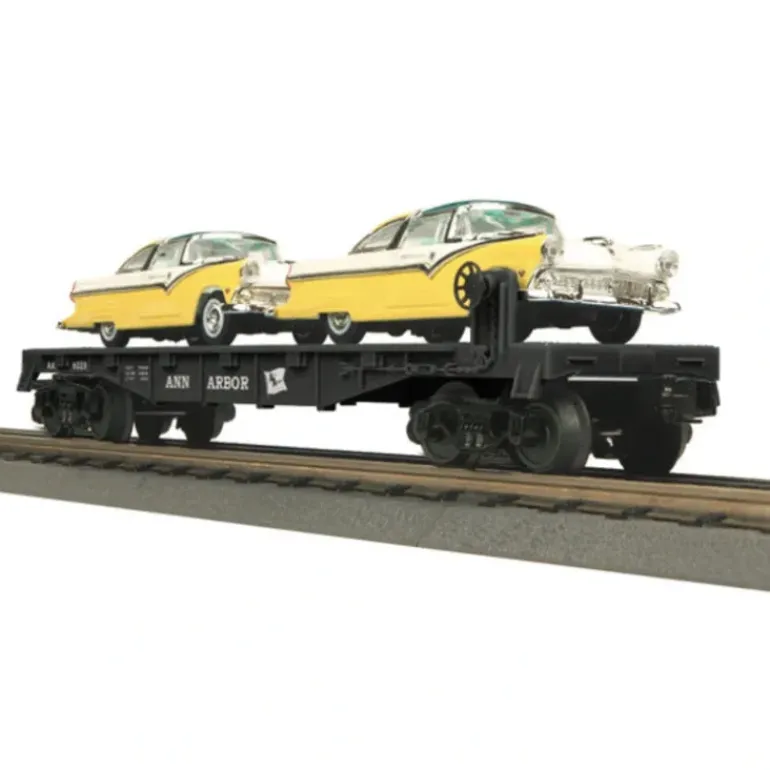 MTH 30-76311 Ann Arbor Flat Car with 2 '55 Ford Fairlane Crown Victoria - Model Train Junction: Quality Parts and Art Supplies