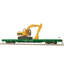 MTH 80-98026 Burlington Northern HO 60' Wood Deck Flat Car w/ 315C Excavator - Model Train Junction: Quality Parts and Art Supplies