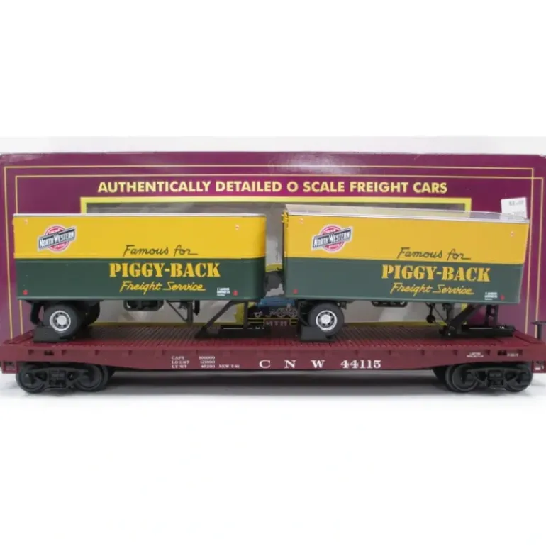 MTH 20-98600 Chicago & Northwestern Flatcar with 2 PUP Trailers - Model Train Junction: Quality Parts and Art Supplies