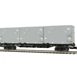 MTH 20-98674 East Carbon Development Gray 60' Flat Car w/Trash Containers - Model Train Junction: Quality Parts and Art Supplies