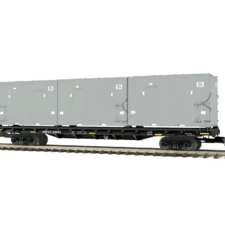 MTH 20-98674 East Carbon Development Gray 60' Flat Car w/Trash Containers - Model Train Junction: Quality Parts and Art Supplies