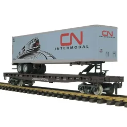 MTH 70-76052 G Scale Canadian National Flat Car with 45' Trailer - Model Train Junction: Quality Parts and Art Supplies