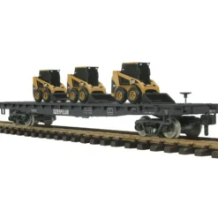 MTH 70-76042 G Scale Caterpillar Flat Car with 3 CAT 226 Skid Loaders - Model Train Junction: Quality Parts and Art Supplies