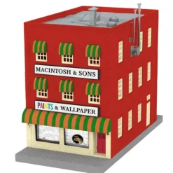 MTH 30-90409 Macintosh Son's Paints 3-Story City Building w/Fire - Model Train Junction: Quality Parts and Art Supplies