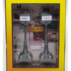 MTH 30-1068 O #57 Gray Broadway & Main Street Corner Lamp Set (Pack of 2) - Model Train Junction: Quality Parts and Art Supplies