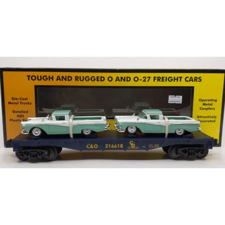 MTH 30-76312 O Chesapeake & Ohio Flat Car with 2 57 Ford Rancheros - Model Train Junction: Quality Parts and Art Supplies