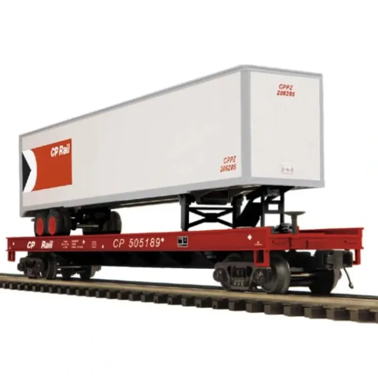 MTH 20-98691 O CP Rail Flat Car w/ 48' Trailer #505189 - Model Train Junction: Quality Parts and Art Supplies