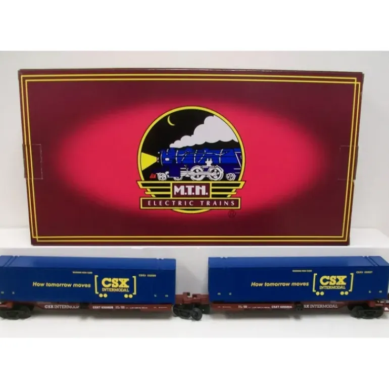 MTH 20-95087 O CSX Spine Car Set with 2 48' Containers (Set of 2) - Model Train Junction: Quality Parts and Art Supplies